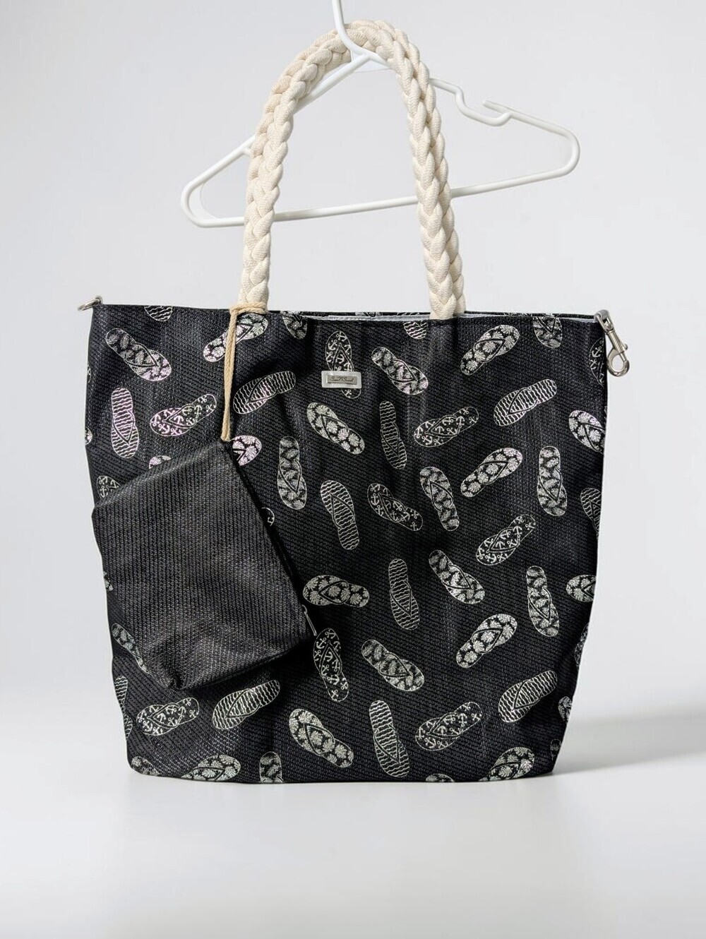 Like New! Sun N Sand Large Woven Rope Handle Sea Pattern Beach Vacation Tote Bag